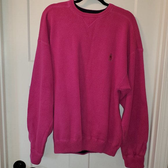 Vintage Tommy Hilfiger Men's Pink Knit Sweater Crew Neck size L - Picture 1 of 5